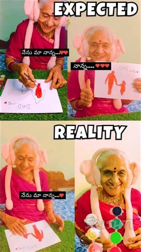Grandmother happiness #drawing #father #expectationvsreality #art #india #love #fun #cute#old#women