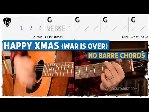 John Lennon "Happy Xmas" Guitar Tutorial - Easy, No Barre Chords Required!