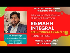 L6 | RIEMANN INTEGRAL | DEFINITION AND EXAMPLES | RIEMANN INTEGRATION & SERIES OF FUNCTIONS