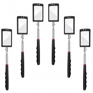 6 Pcs LED Telescoping Inspection Mirror,Retractable LED Mechanical Mirror Tool,Under Vehicle Inspection Mirror,Car Visual Reflector,Retractable Under Vehicle Detection Mirror Repair Tool