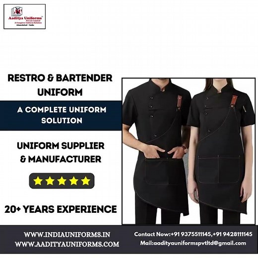 Restro & Bartender Uniform Available At Aaditya Uniforms