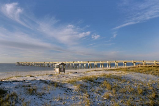 Walk under Navarre Beach Pier with 360-degree views