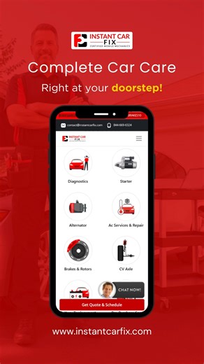 Instant Car Fix on Instagram: "Complete Car Care One-stop solution for comprehensive car care right at your doorstep! 🛠️ Services we deliver to your doorstep: 🔋 Battery Replacement 🛑 Brakes & Rotors Service 🛞 Tire Replacement ❄️ AC Service & Cabin Filter ⚙️ Suspension Repair 👉 Book Now: www.instantcarfix.com 📞 844-669-6324 #DoorstepService #CarRepair #MobileMechanic #Virginia #WashingtonDC #Maryland #Nova #VA #DMV #ashburn #loudoun #loudouncounty #autorepair #carrepair #carservice #automot