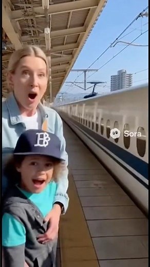 爆走する新幹線N700系の通過を見て驚愕する外国人親子【海外の反応】