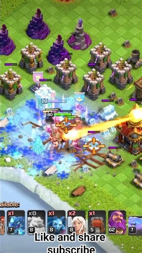 Barbarian king with the help of Ice Golem attack royal champion and king #coc #games #clashofclans