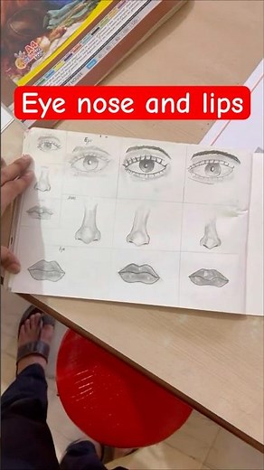 Easy way to draw eyes, nose and lips #artteacher #artclass