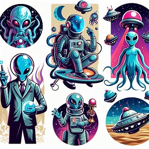 Alien-Paket, Designdateien für jede Anwendung, kein Hintergrund, Clipart, Logo - Etsy.de