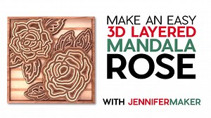 I love flowers and I love layered designs! Watch as I show you how to make a layered mandala rose using wood veneer! This makes a great gift for that special person in your life and would make a great Mother’s Day gift! Get the free SVG file on my blog at: https://jennifermaker.com/layered-mandala-rose-3d/ | JenniferMaker.com