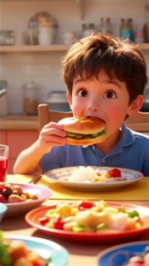 kid eating Burger