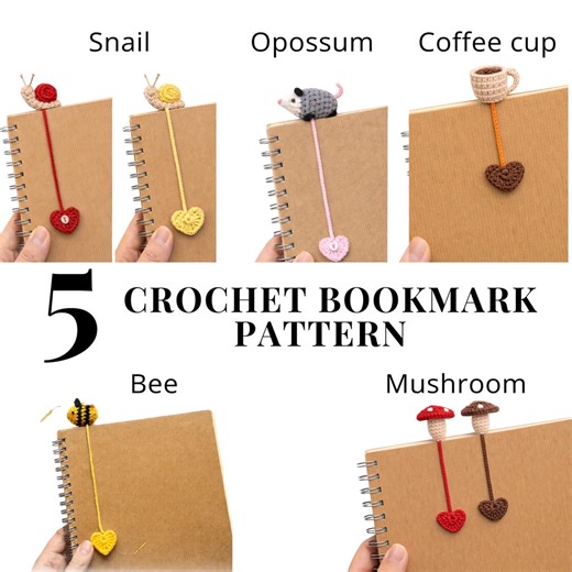 5 Crochet Pattern Bookmark Bundle - Tiny Amigurumi Animal Bookmark PDF - Etsy Australia