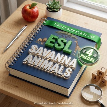 Savanna & Desert Animals Sub Plans: Newcomer ESL Crosswords with Word Bank