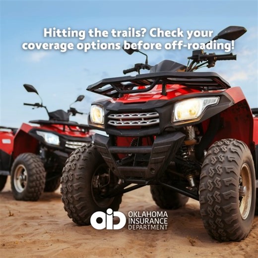 Are you the owner of a new ATV for work or fun? Ensure peace of mind by exploring coverage options with your insurer. #ATVInsurance #Insurance #Oklahoma #GetReadyOK | Oklahoma Insurance Department | Facebook
