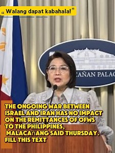37K views · 355 reactions |  Malacañang clarifies: The ongoing Israel-Iran conflict has no impact on OFW remittances to the Philippines as of now, according to the DFA.  #OFWUpdate #BalitangOFW #PilipinoSaKuwait | Pilipino Sa Kuwait | Facebook