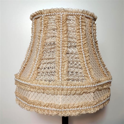 Handmade Cream Lampshade With Beads. - Etsy UK