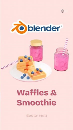 Blender 3D Waffle & smoothie modeling process #3d #blender3d #3dmodeling