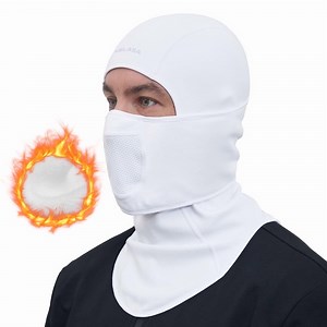MELASA Winter Balaclava Face Mask for Men Women, Thermal Fleece Ski Mask with Movable Face Cover for Skiing, Snowboarding(White)