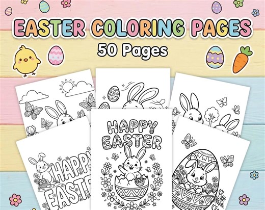 Easter Coloring Pages, Easter Coloring Book, Kids Easter Activity, Printable Coloring Sheets, Easter Craft, Toddler Coloring PDF - Etsy