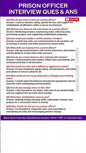 Prison Officer Interview Questions and Answers