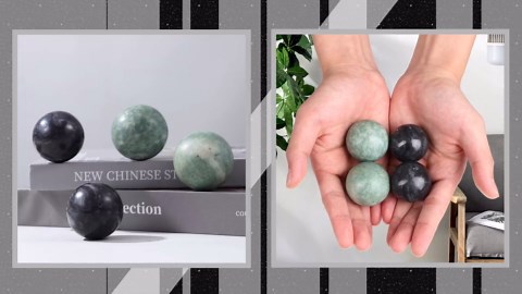 Healifty Baoding Balls Pack of 4-1.4 inch Chinese Balls for Hand, No Chime Chinese Health Exercise Massage Balls (Green,Black)