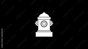 White picture of hydrant on a black background. to connect the fire hose. Distortion liquid style transition icon for your project. 4K video animation for motion graphics and compositing.