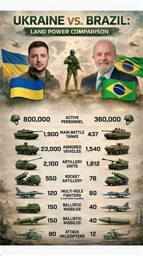 Ukraine vs. Brazil: The Ultimate Land Power Comparison! 🇺🇦🇧🇷