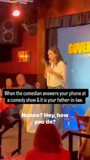 Italian American comedian answers audience members phone and speaks to father in law 😆🇮🇹