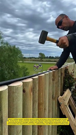 Building a Strong Wooden Fence with Precision 🔨 #Woodworking #FenceInstallation #ConstructionSkills