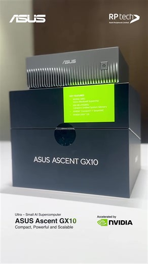 The ASUS Ascent GX10 is a desktop AI supercomputer powered by the NVIDIA® GB10 Grace Blackwell Superchip, delivering an incredible 1 petaFLOP of AI performance with 128GB of unified memory. Engineered for AI researchers and developers, it supports massive models, ultra-fast CPU–GPU communication, and scalable dual-system connectivity. With optimized thermal design and a full NVIDIA AI software stack, it ensures sustained performance for demanding workloads. A full-stack AI solution with NVIDIA D