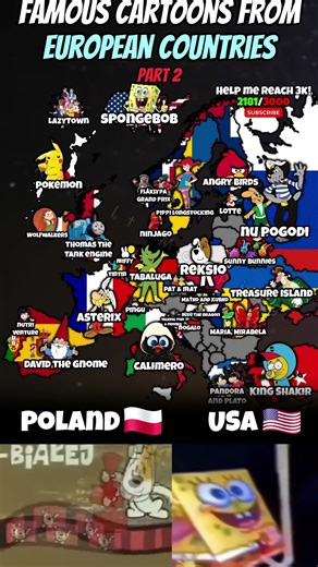 Famous Cartoons From European Countries 🇪🇺📺PART 2 #shorts #geography #map #famous #cartoon #cartoons