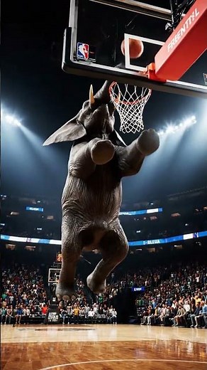 Elephant's Incredible Basketball Slam Dunk!
