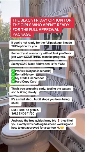 Not ready for the full package? No problem. $350 Black Friday deal = profile rental history vendor hard copy card. Perfect for prepping early or testing the waters. DM START to grab it before it’s gone. ⏳ Free guides in bio. 👀