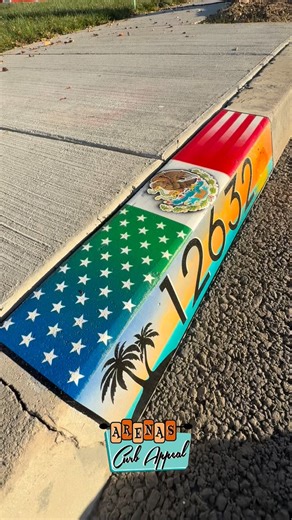 Another Original curb design created by yours truly. The Mexican American Curb Combo. Proud of being American and Super proud of our Mexican Roots. The best combo in the world. #arenascurbappeal #theoriginals #curbpainting | Arenas Curb Appeal
