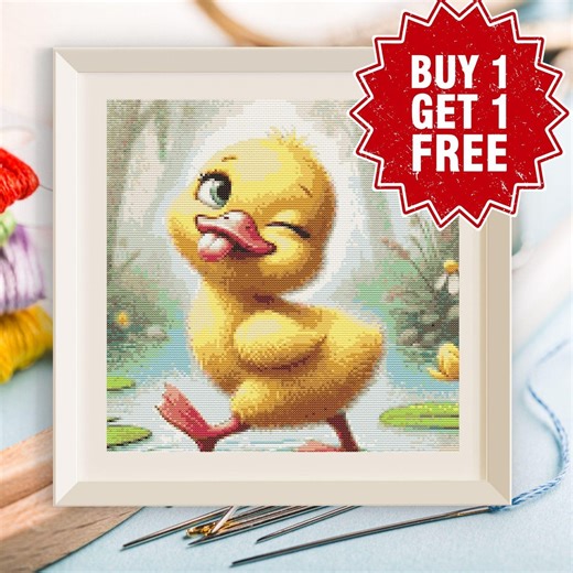 Baby Duck Cross Stitch Pattern, Nursery Animal Embroidery Chart (PDF Download) - Etsy