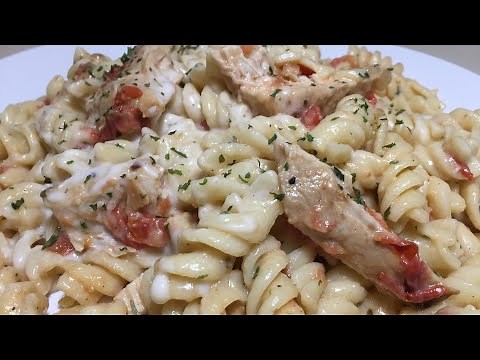 SIMPLEST CHICKEN ALFREDO ROTINI PASTA JUST LIKE ITALIAN RESTAURANT.