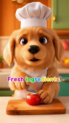 Puppy Chef Makes a Mini Burger! 🍔 #animation #3danimation #cartoon #homeingredients #funny