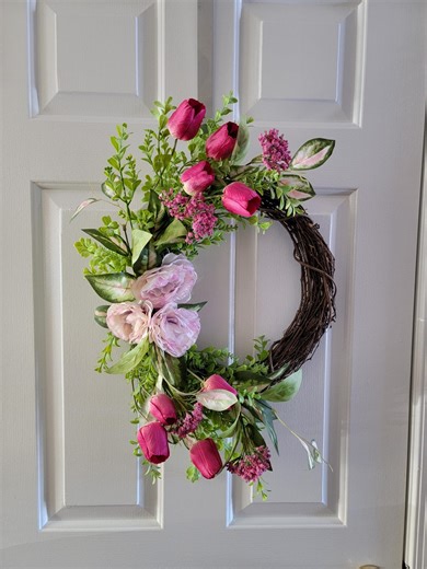 Tulip Wreath for Front Door - Etsy