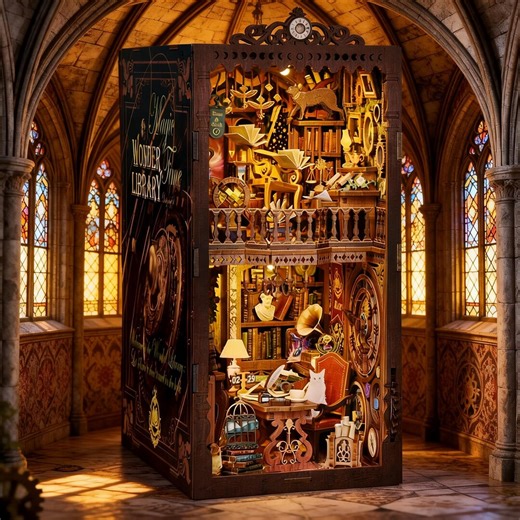 Magic Library Book Nook – Handmade Miniature Book Shelf Insert With LED Lights, Fantasy Wizard Library Diorama, Unique Gift for Book Lovers - Etsy