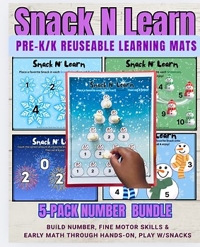 Winter Math Numbers Mat Bundle | Snowmen Snowflake New Year Counting Mat PreK-K