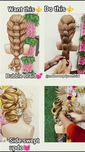 Side Swept Updo ✨ + Bubble Braid 🎀 | Trendy & Elegant Hairstyles You NEED to Try 😍🔥