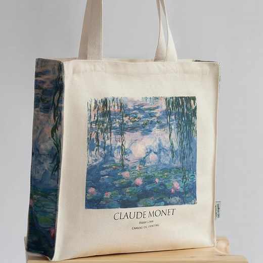 Claude Monet "Lilies" Thick Canvas Tote Bag | The Tote Library