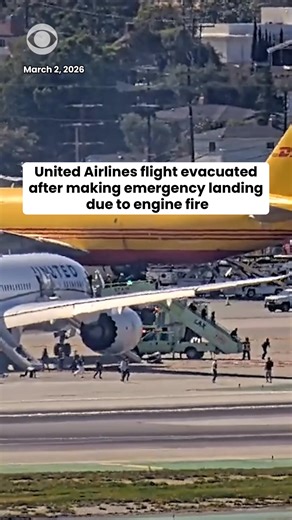 A United Airlines flight with 268 people on board was evacuated after making an emergency landing in Los Angeles due to reports of an engine fire while heading to Newark Liberty International Airport on Monday. The Federal Aviation Administration is now investigating and United says there were no reports of any serious injuries. CBS News’ Kris Van Cleave reports. | CBS News