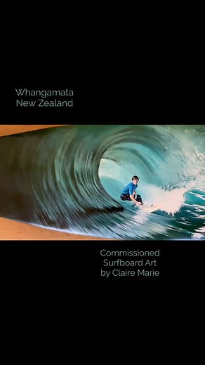 Commissioned Surfboard Artwork of Whangamata, New Zealand by Western Australian artist Claire Marie Artist Start your journey to owning your own bespoke surfboard artwork - https://gallery.clairemarieartist.com Use code BLACKFRIDAY to get 20% off! #surfboardartist #blackfridaysale #OceanInspiredArt #coastaldecor #sustainableart #bespokeart #artcollector | Claire Marie Artist