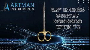 ARTMAN INSTRUMENTS Scissors 4.5 inches Curved with Tungsten Carbide Inserts| Gold Plated Handle Extra Sharp and Durable