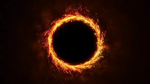 Realistic fire flame on black background.