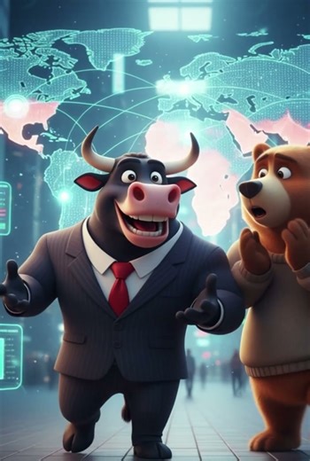 Mr Bull and Mr Bear explaining how stock market works