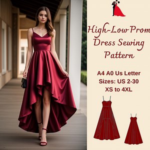 High-low Prom Dress Sewing Pattern, Prom Dress Pattern, Hi-low Dress Pattern, Evening Gown, Ball Gown, XS-4XL - Etsy
