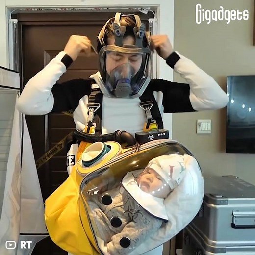 This father creates "Death Stranding" suit to protect his baby from coronavirus. | GIGadgets