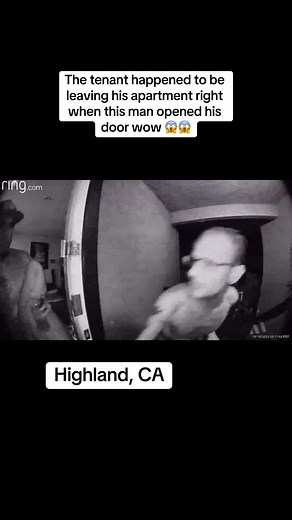 He opened the wrong door 😱#crimeoncamera #caughtoncamera #trending #ringdoorbell #fyp #foryou #highland #california