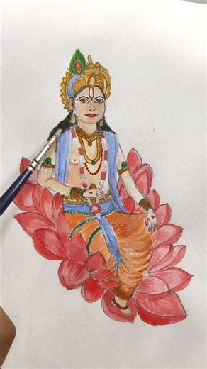 Draw Mahavishnu on Lotus | Easy Devotional Art |#shorts #art