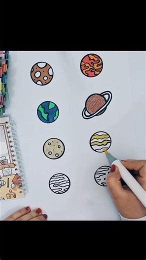 I Drew 8 Planets Using 8 Circles 🪐✨ Easy Cute Drawing